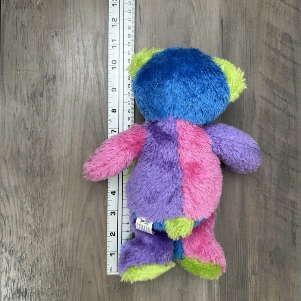 Vtg Swibco Cosmo Teddy Bear Plush Color Block Glitter 2000 Stuffed Animal HTF